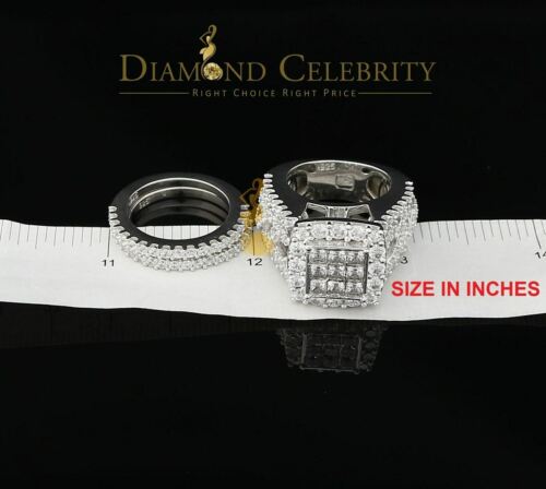 DiamondCelebritees Sterling Silver Square Cubic Zirconia 10.92ct Wedding White Womens Ring SIZE 8
