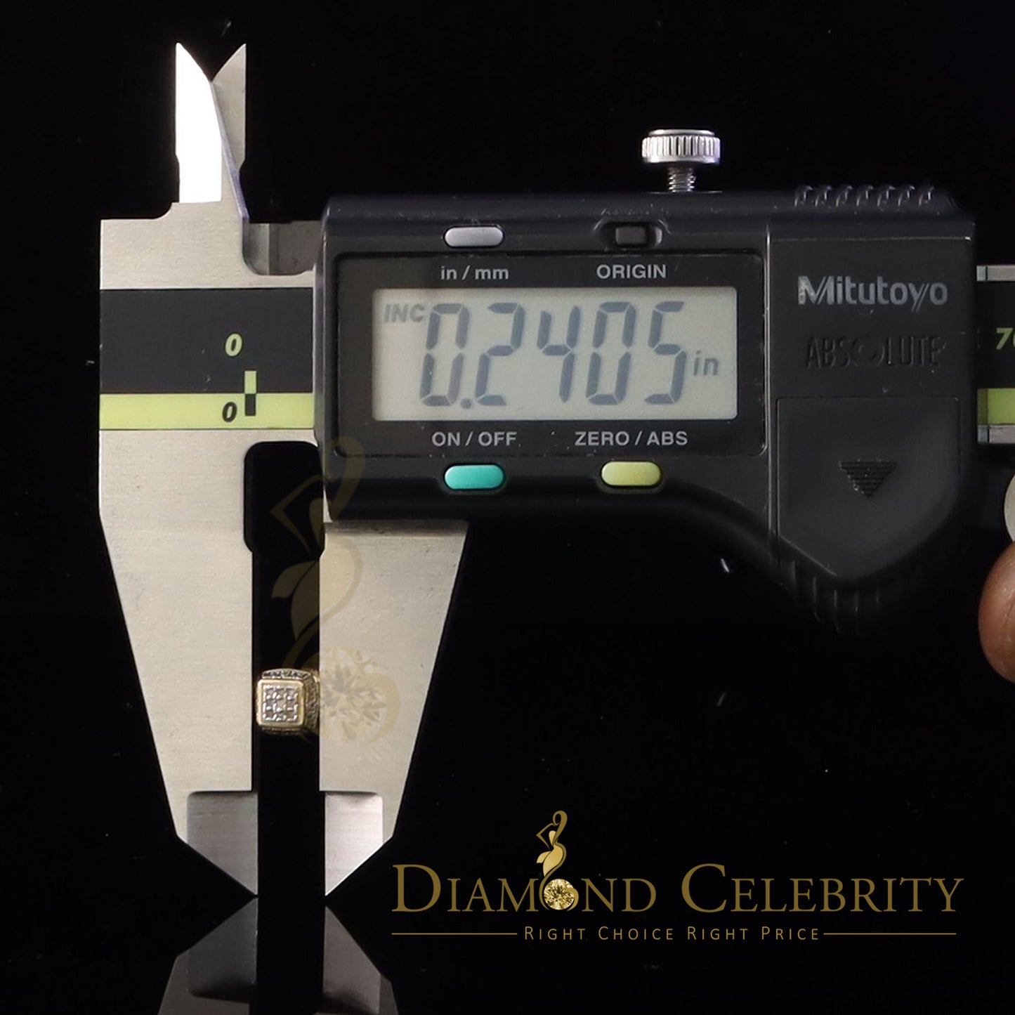 DiamondCelebritees 0.05ct Diamond Square Earrings For Women Yellow 925 Sterling Silver Stud For Men