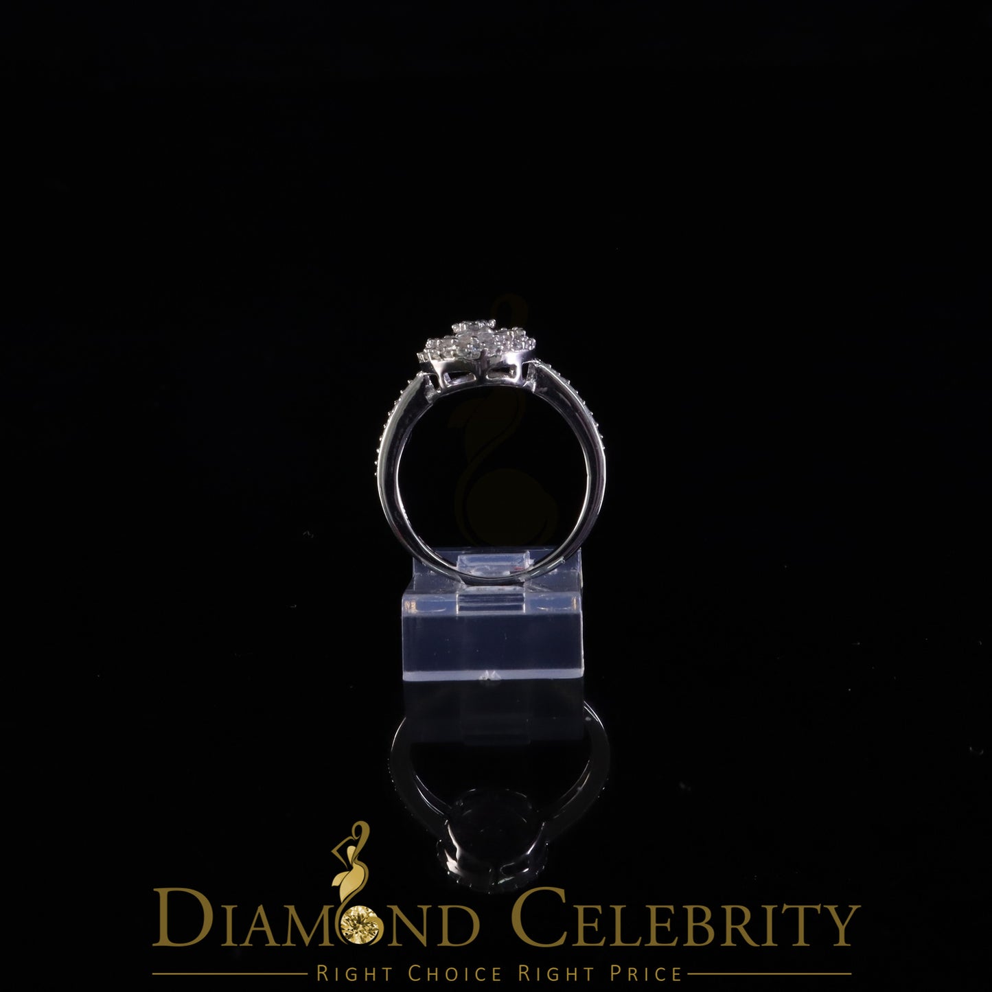 DiamondCelebritees Women Oval Shape 925 White Silver 1.00ct VVS 'D' Baguette Moissanite Ring Size 7