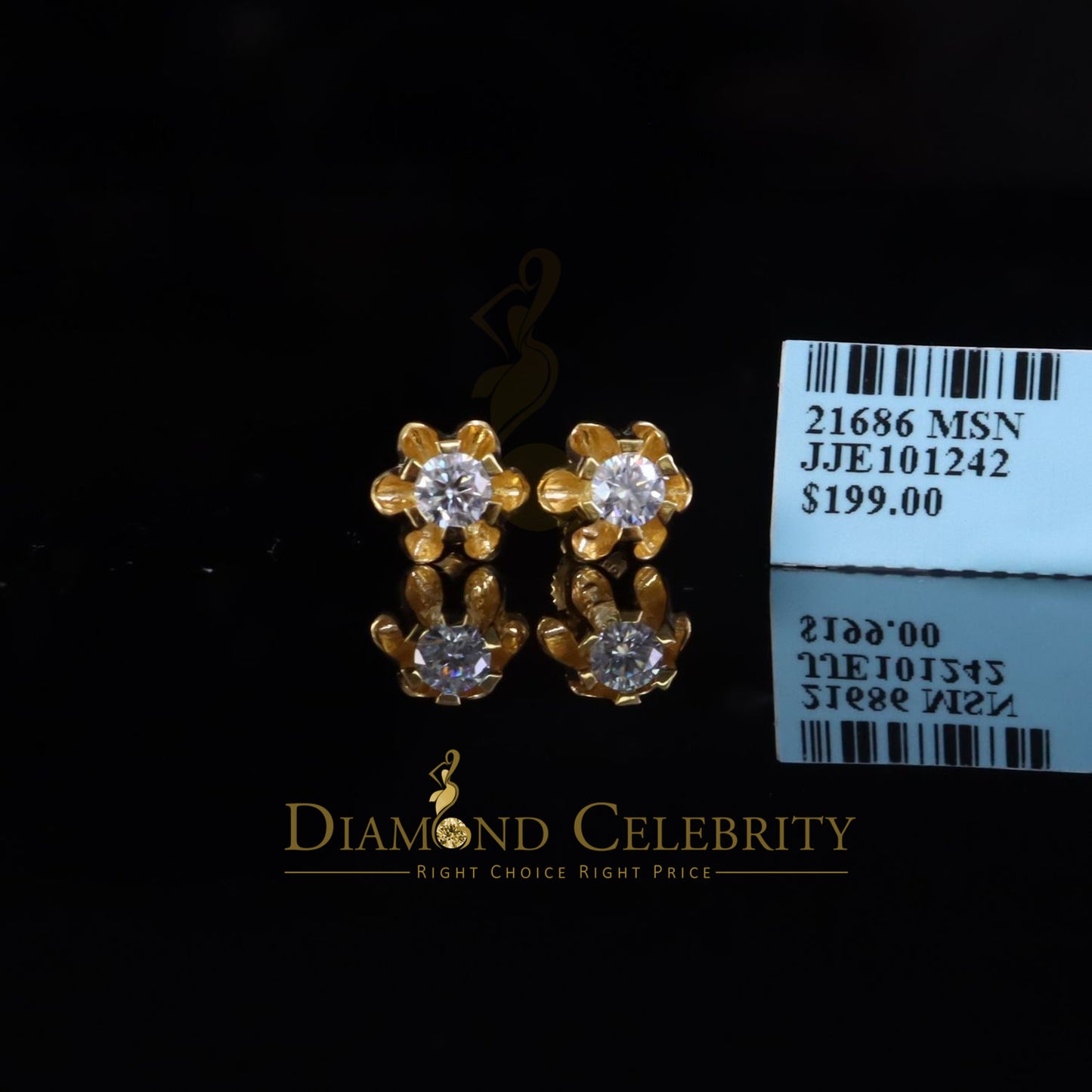 DiamondCelebritees 0.50ct VVS 'D' Moissanite 925 Silver Yellow Buttercup Stud Earrings for Men&Women