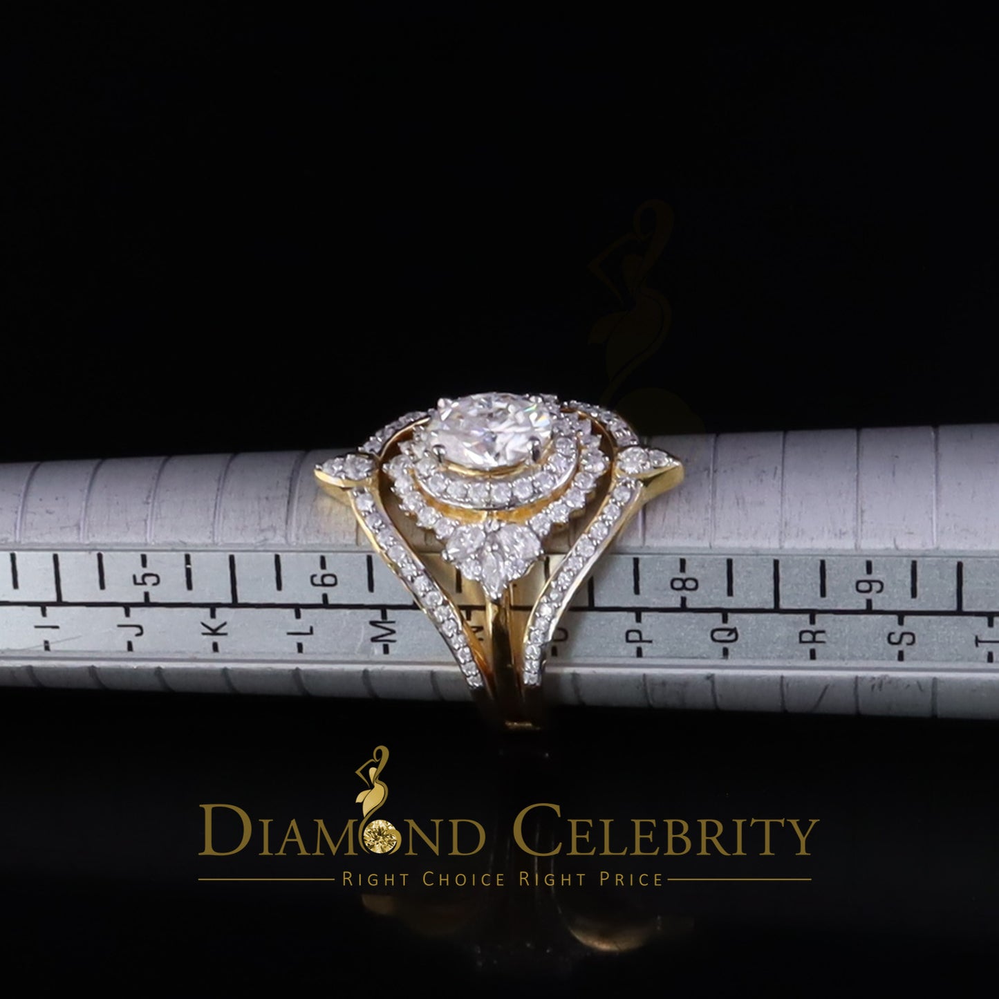 DiamondCelebritees 3.0ct Moissanite Yellow Oval Cut Enhancer 925 Silver Guard Wrap SZ7 Ring Women's