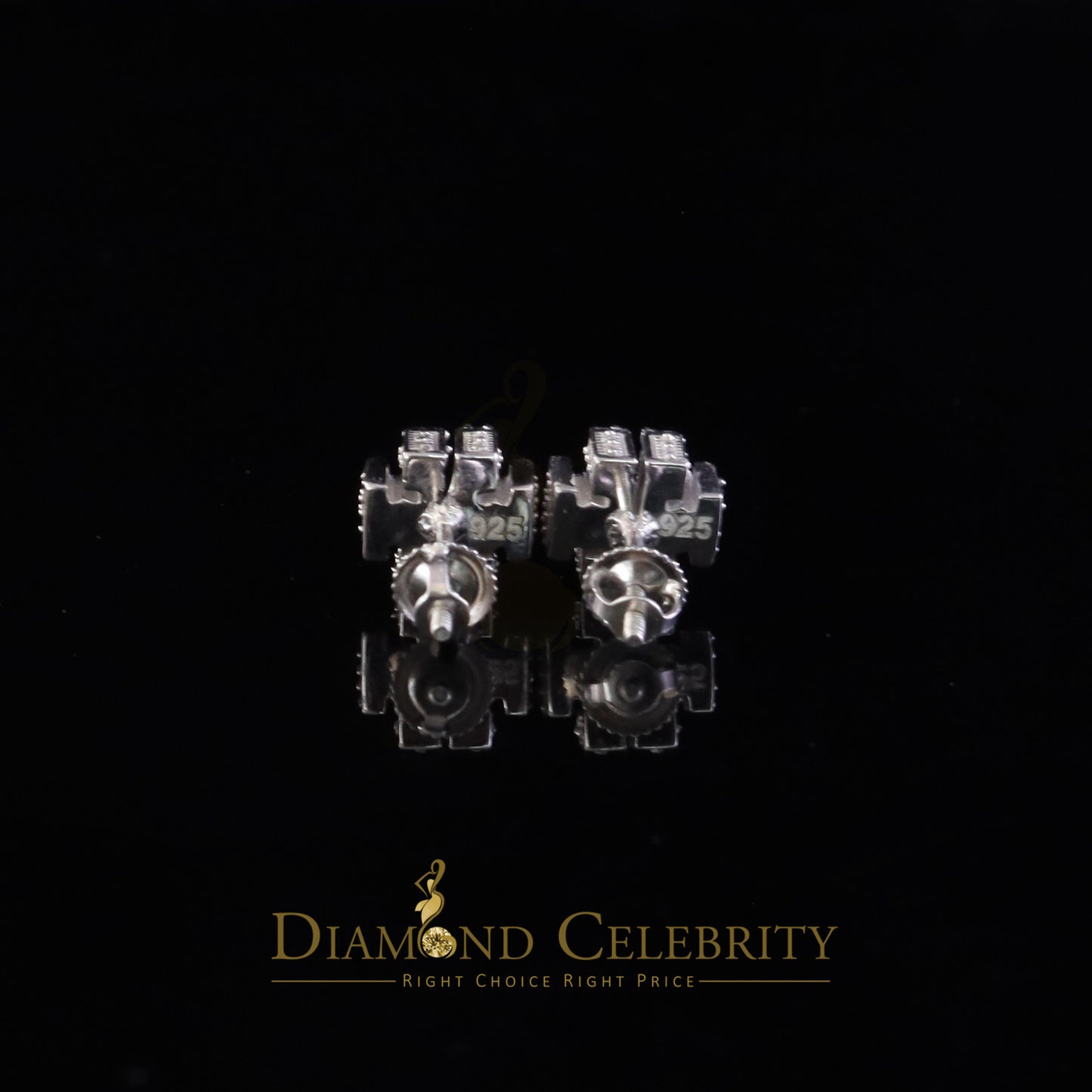 Diamondcelebritees Men's/Womens 925 Silver White 1.00ct VVS 'D' Moissanite Tory Burch Stud Earrings