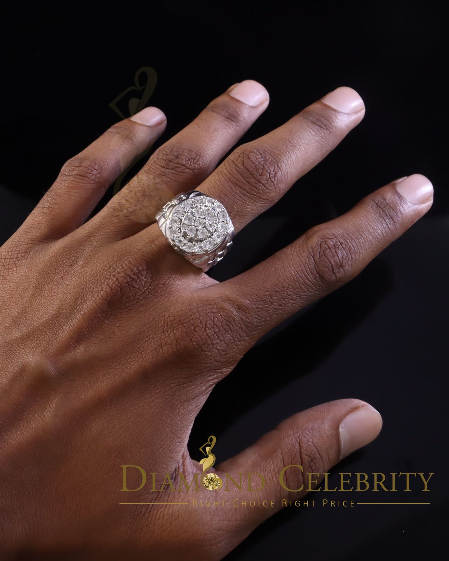 DiamondCelebritees 0.10CT Real Diamond 925 Sterling White Silver Round Womens Engagement Ring Size8
