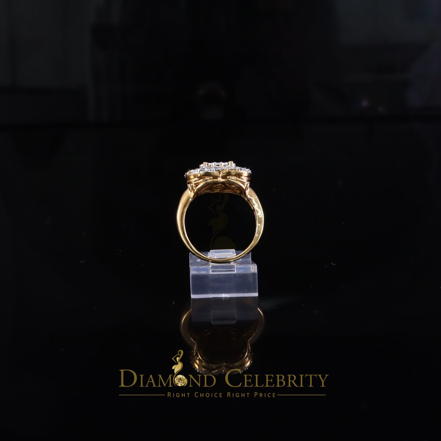 DiamondCelebritees Big Womens Pave Heart 0.25ct Real Diamond Yellow 925 Sterling Silver Ring SZ 7