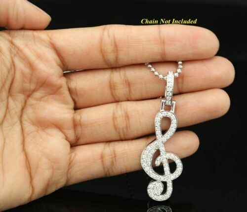 DiamondCelebritees Promise 925 White Sterling Silver MUSIC SIGN Pendant with 2.34ct Cubic Zirconia