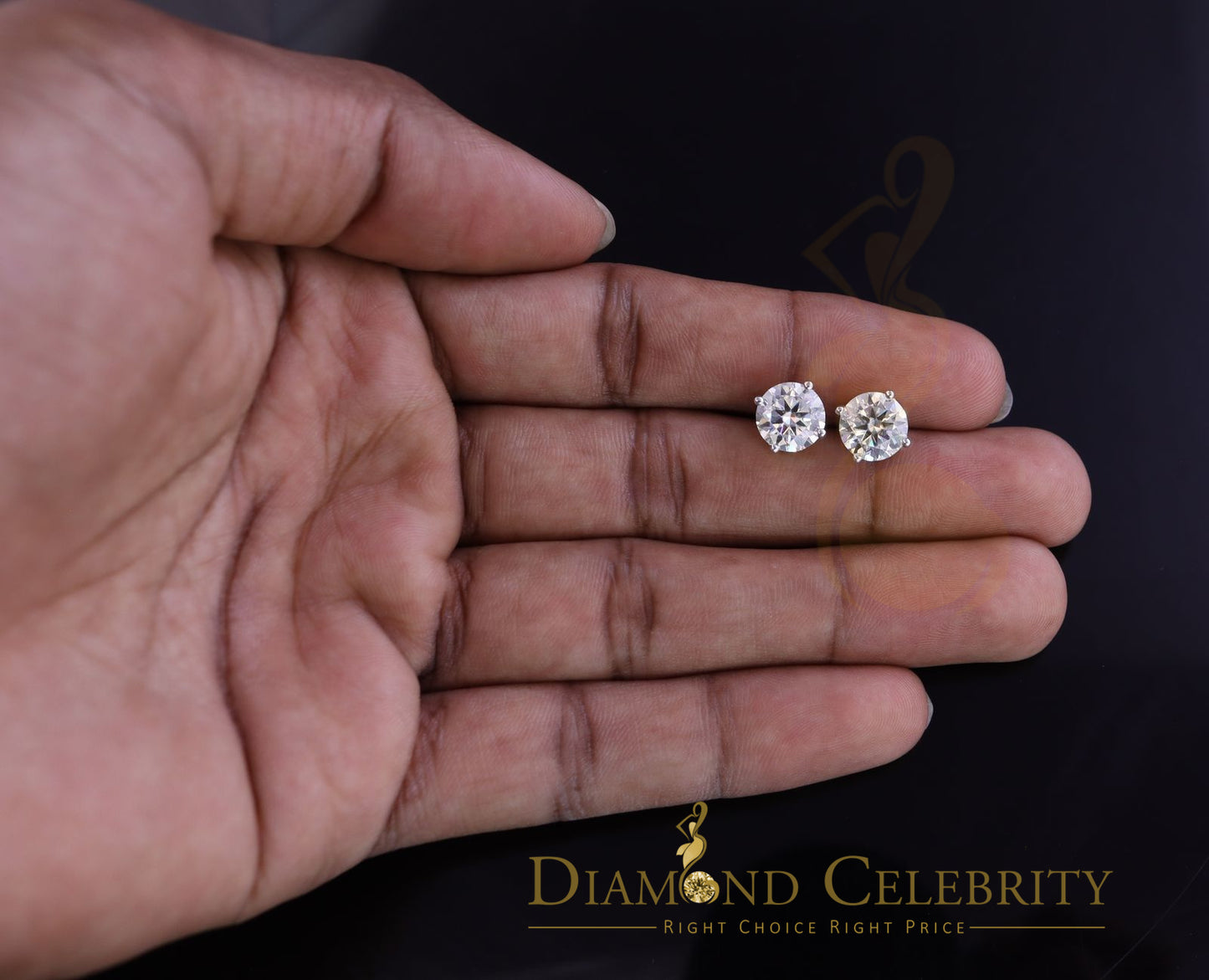 DiamondCelebritees Stud 925 silver Yellow 4.50ct VVS 'D' Color Moissanite Men & Women Earrings