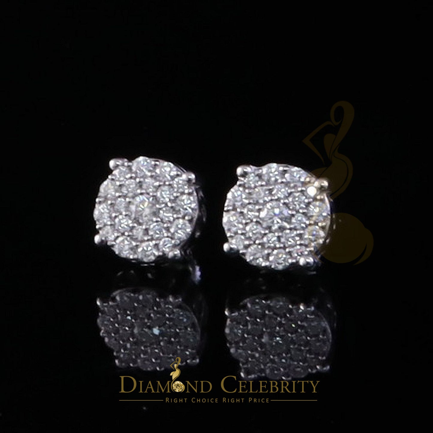 Diamondcelebritees Round Women's/Men's 925 Silver White 0.50ct VVS D Moissanite Round Stud Earrings