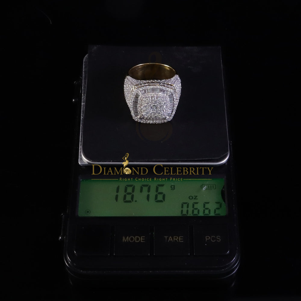 DiamondCelebritees Yellow 925 Silver 6.50ct VVS 'D' Moissanite Stone Square Men's Rings Size 10