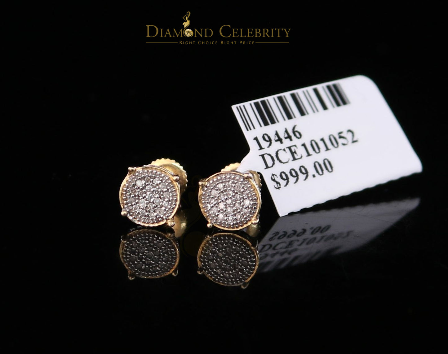 DiamondCelebritees 10K Real Yellow Gold with 0.10CT Real Diamonds stud Earrings Men's/Women's