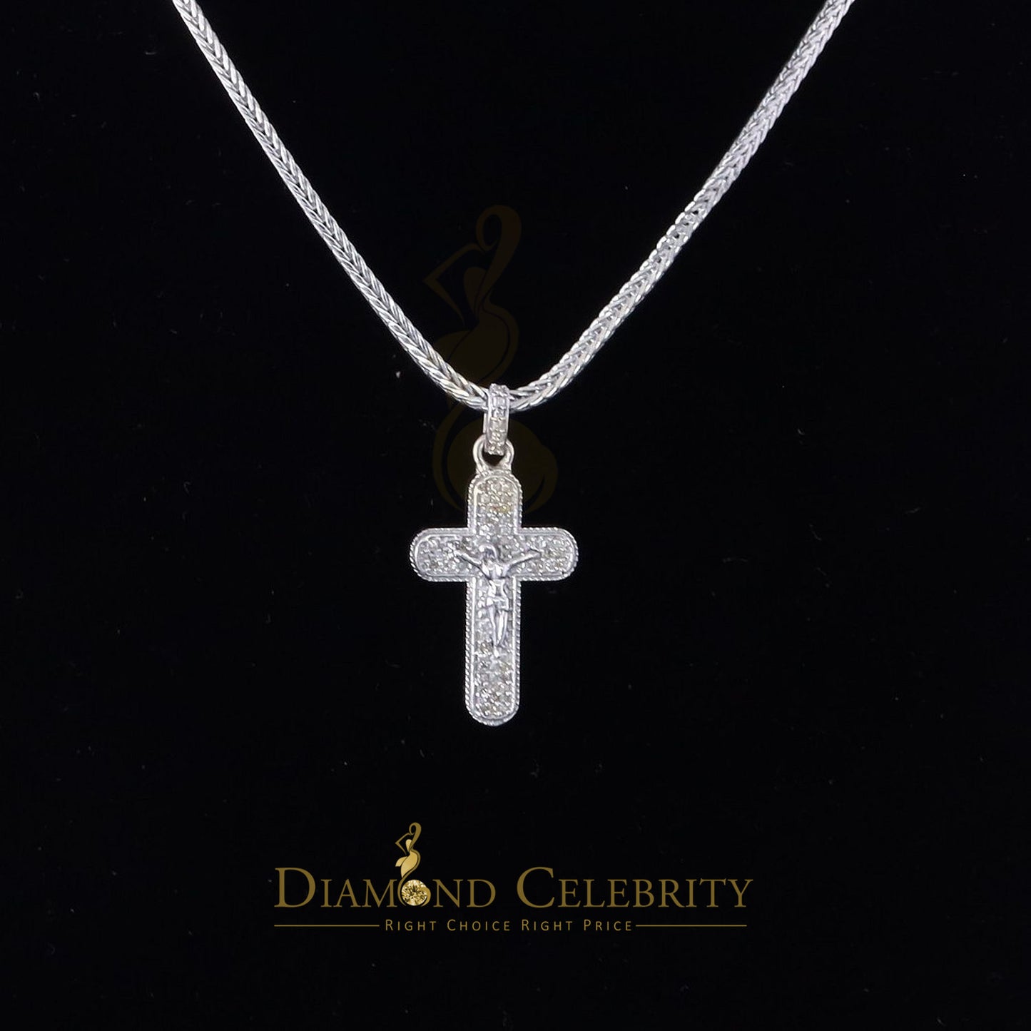 DiamondCelebritees Real 0.33ct Diamond Sterling Silver White Cross Pendant