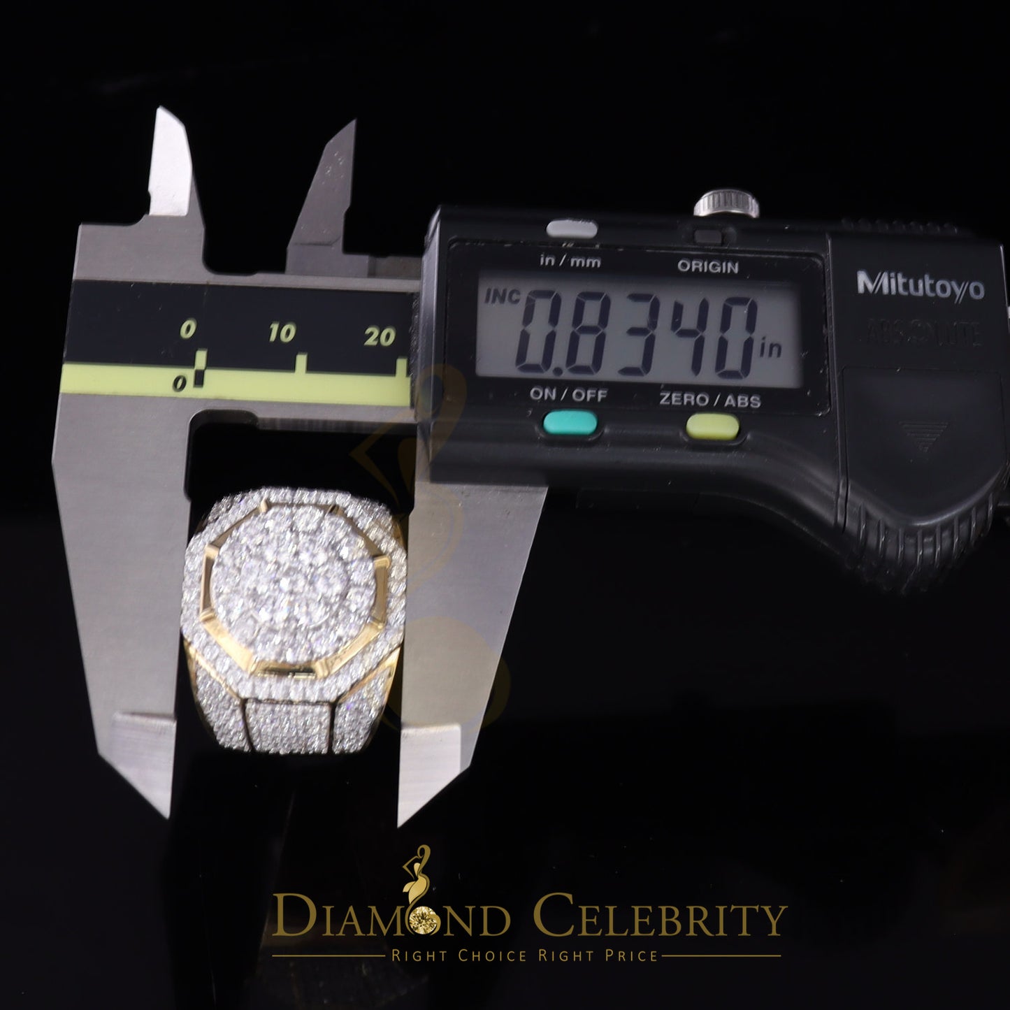 DiamondCelebritees 925 Silver Yellow 8.40ct Cubic Zirconia Wide Men Adjustable Ring From SZ 9 to 11