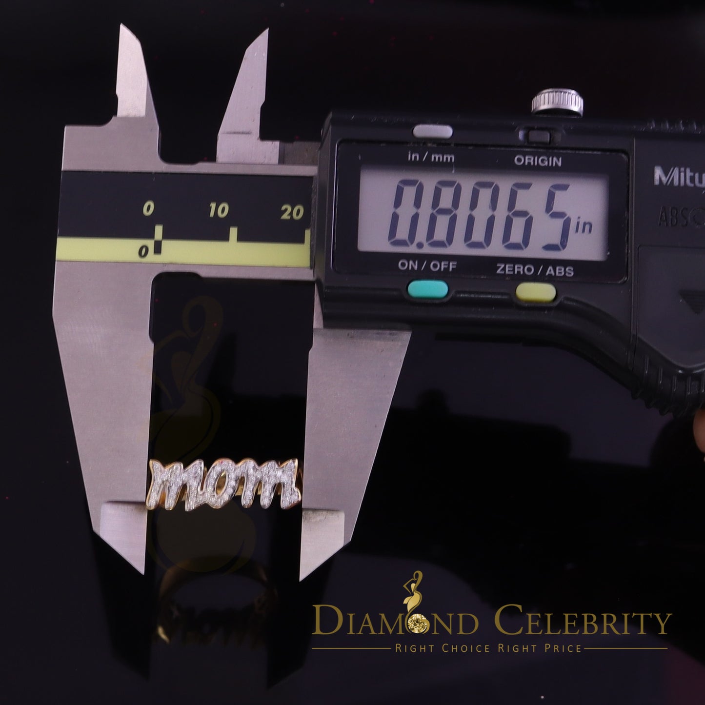 DiamondCelebritees 925 Yellow Silver 0.52ct Cubic Zirconia "MOM" Ring Size 7 Offer @ Mother's Day