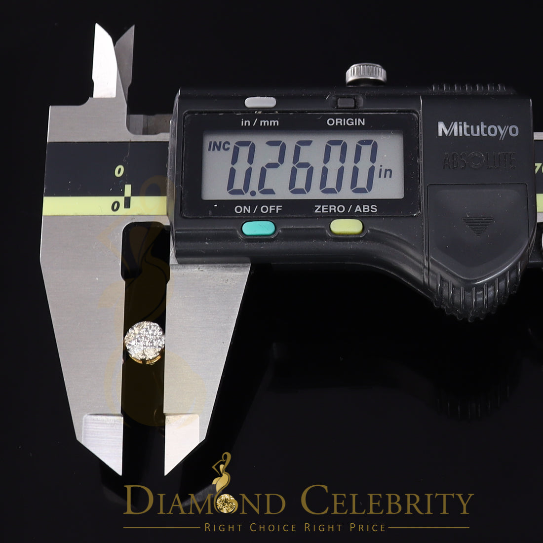 DiamondCelebritees0.50 CT Real Diamond with 10K Real Yellow Gold with Round Stud Earrings
