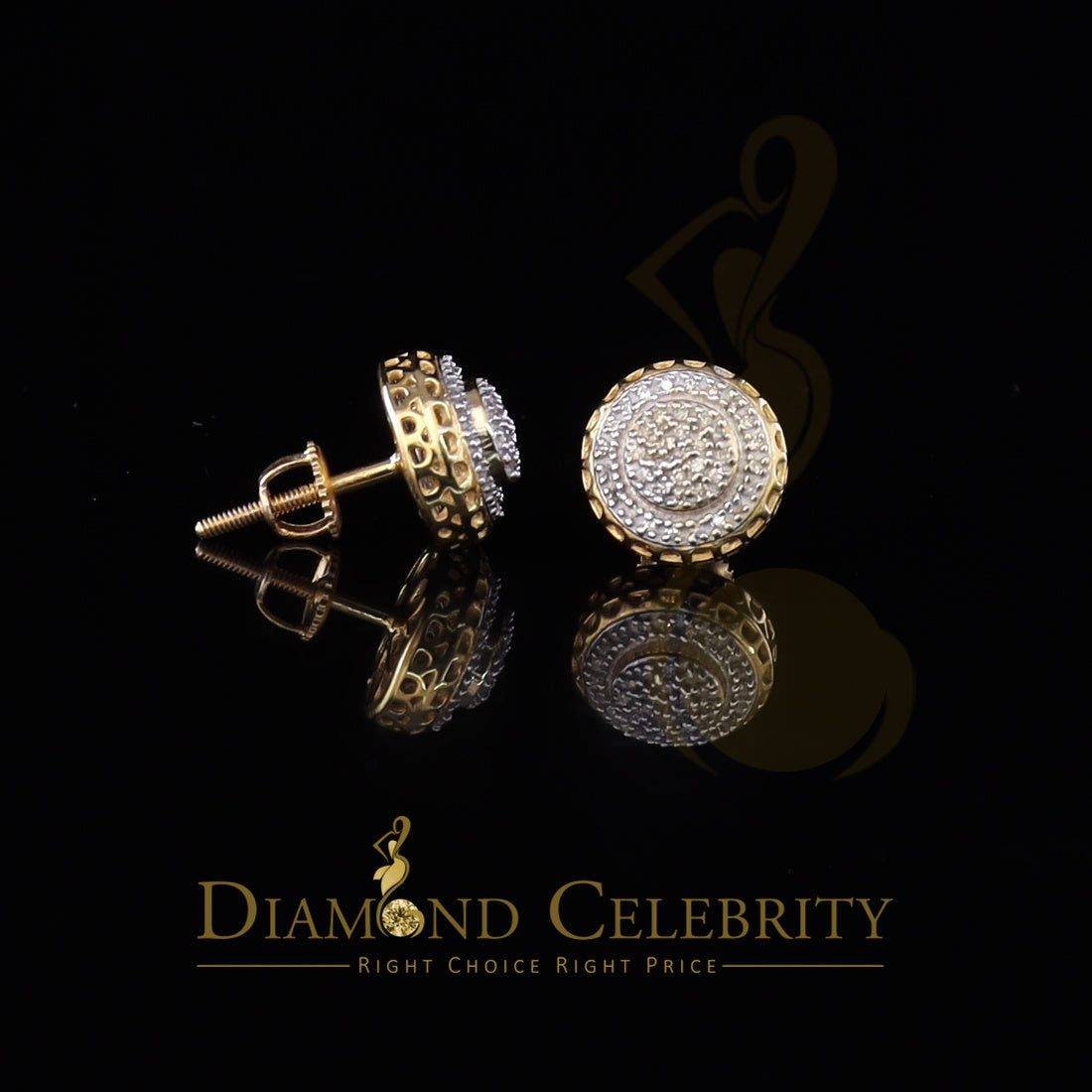 DiamondCelebritees10K Real Yellow Gold w/Real 0.33CT Diamond Men's/Women's Stud Earring