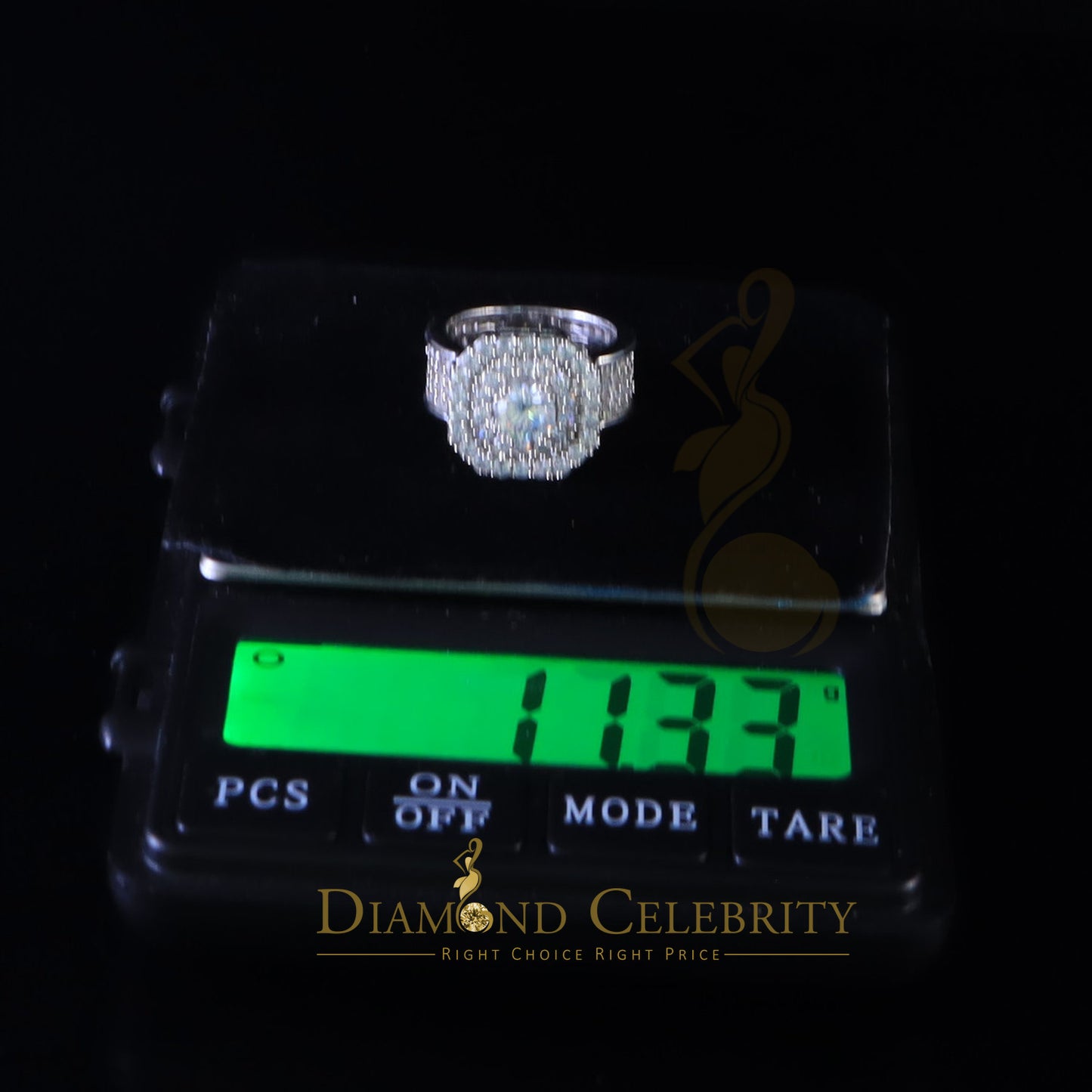 DiamondCelebritees 925 silverJewelry White 8.25 ct Cubic Zirconia Wide Octagon Men Ring Size 7.5