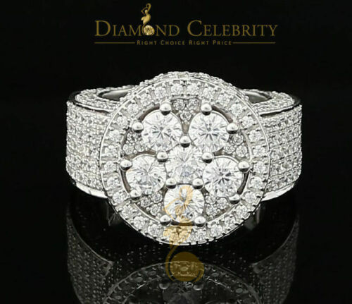 DiamondCelebritees White 925 Silver Sterling 14.00ct Round Cubic Zirconia Fashion Men's Ring SZ9.5