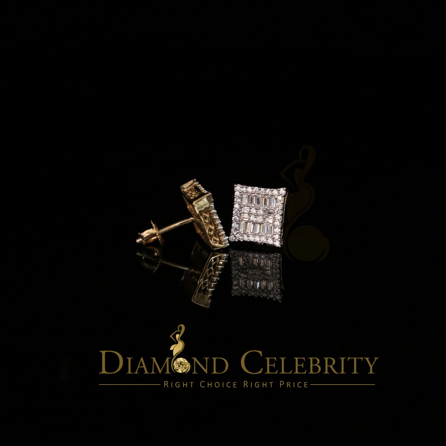 DiamondCelebritees Yellow 925 Sterling Silver 0.68ct Cubic Zirconia Women's & Men's Square Earrings