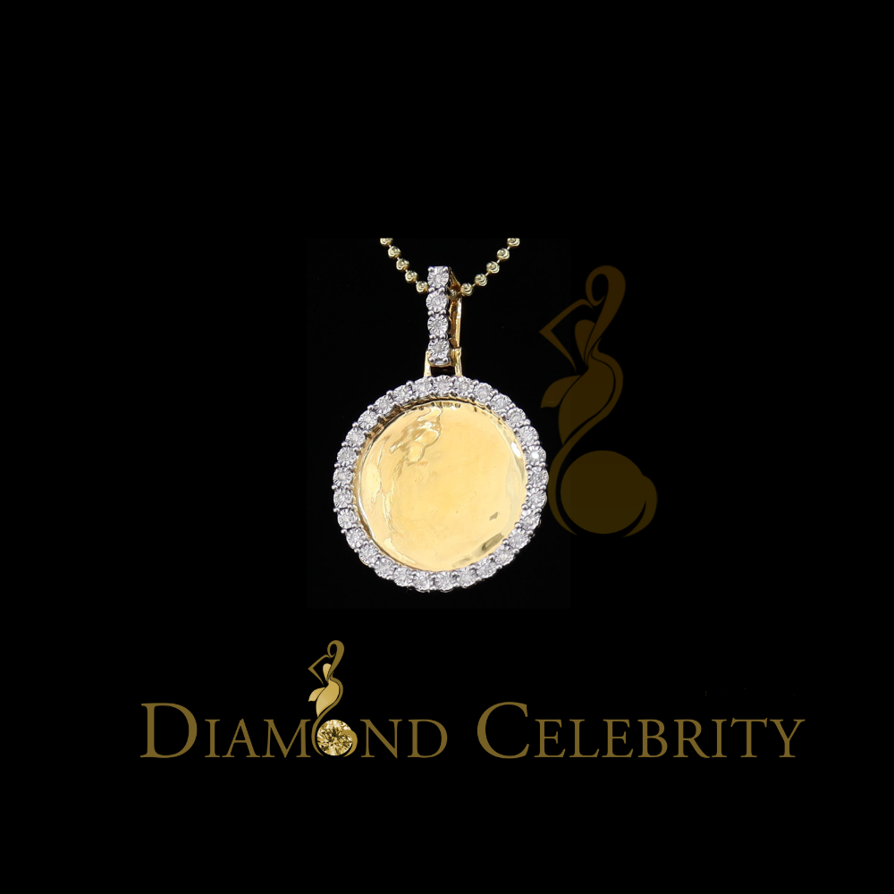 DiamondCelebritees Real 0.66ct Diamond Sterling Silver 1.25" PICTURE Charm Fashion Yellow Pendant