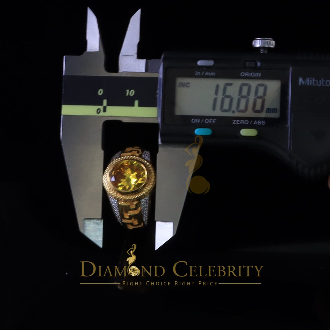 DiamondCelebritees 8.10ct 925 Sterling White Silver Oval Cubic Zirconia Men's Ring Size 9