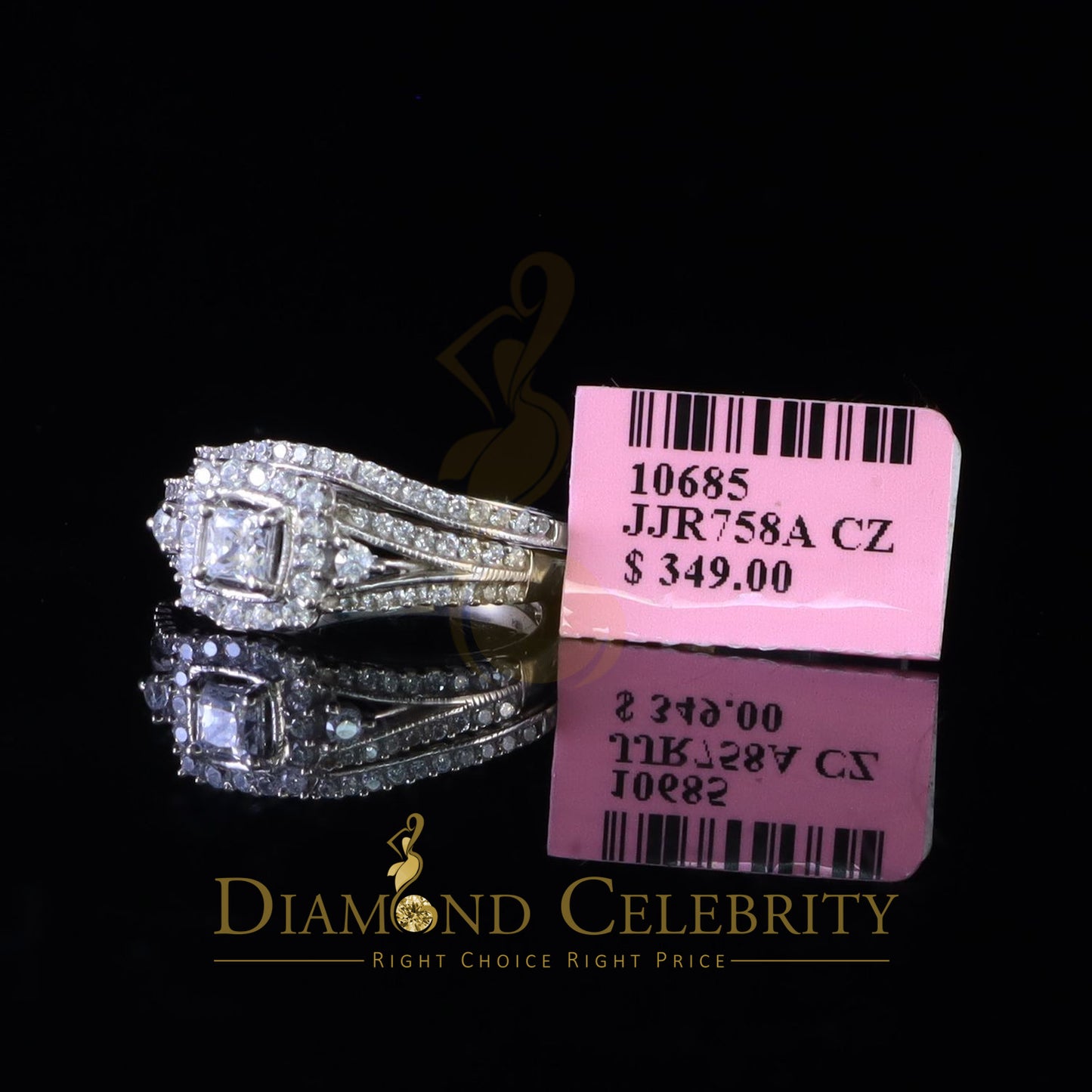 DiamondCelebritees 1.75ct Cubic Zirconia White Sterling Silver Men's/ Women 2PC Bridal Rings Size 7