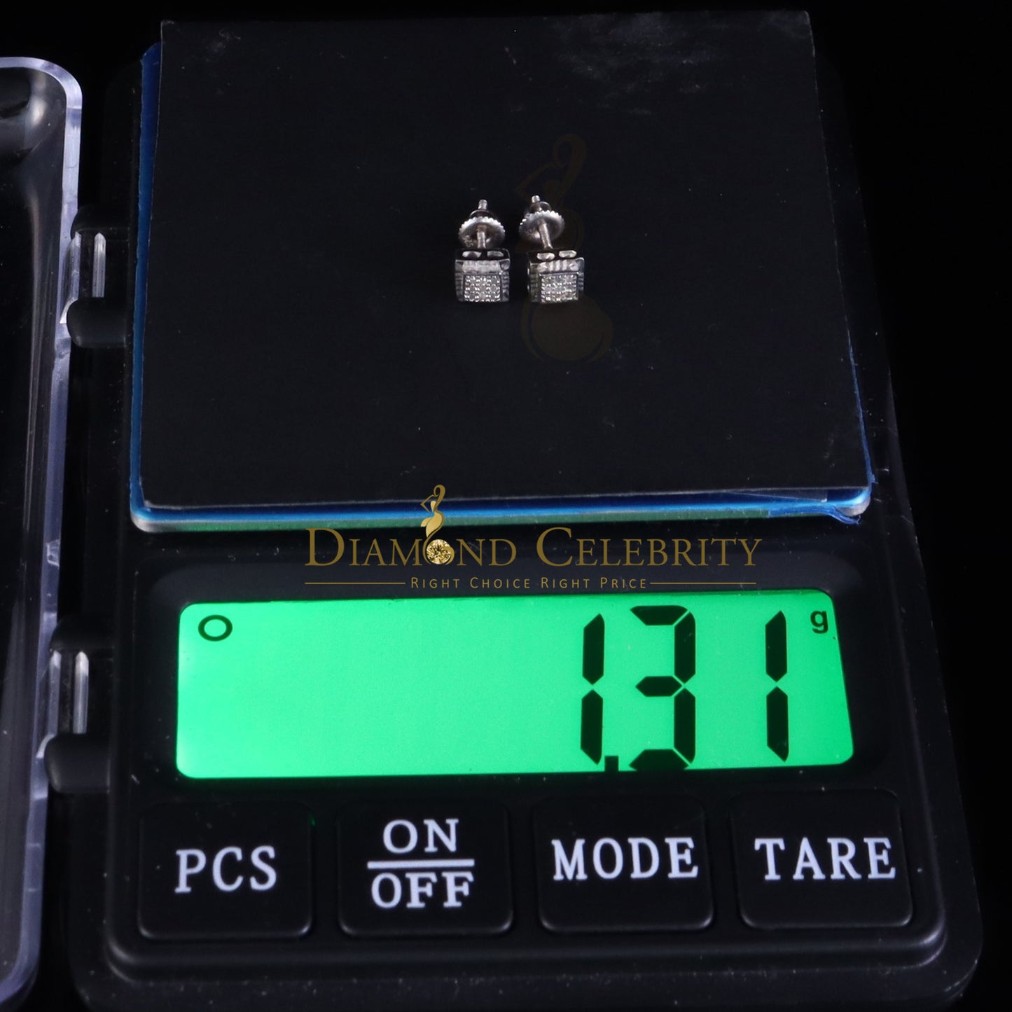 DiamondCelebritees 0.05ct Diamond For White 925 Sterling Silver Men's & Women's Square Earrings