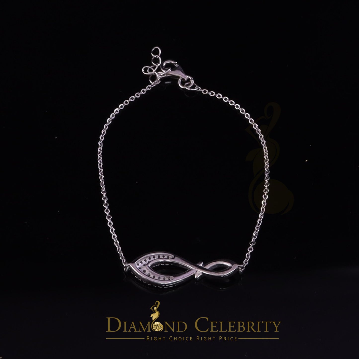 Diamondcelebritees White Sterling Silver Fashion Design Ladies Bracelet Cubic Zirconia Size 7 Inch