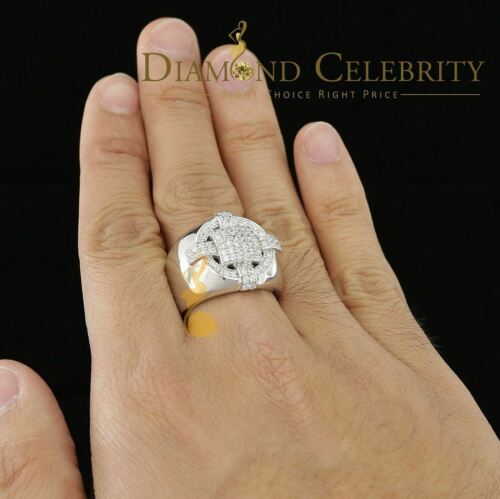 DiamondCelebritees White Silver Square 1.70ct Cubic Zirconia Men's Adjustable Ring From SZ 9 to 11