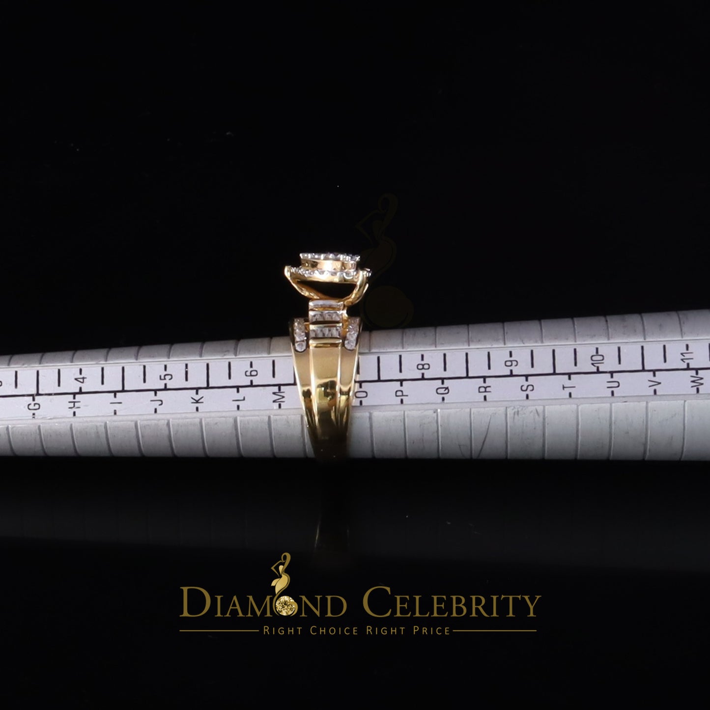 DiamondCelebritees Womens Cinderella Heart Ring SZ7 Yellow 925 Silver 1.00ct VVS D Moissanite