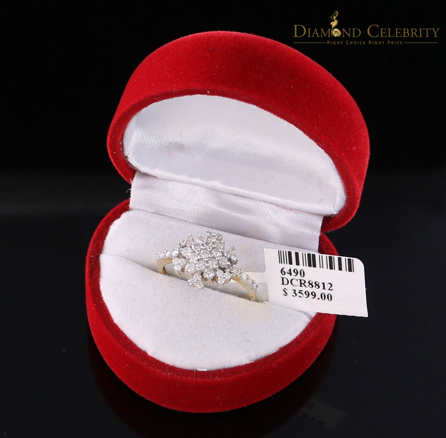 DiamondCelebritees Genuine 0.75CT Diamond with Real 10kt Yellow Gold SPARKLING FLOWER Ring Size 6.5