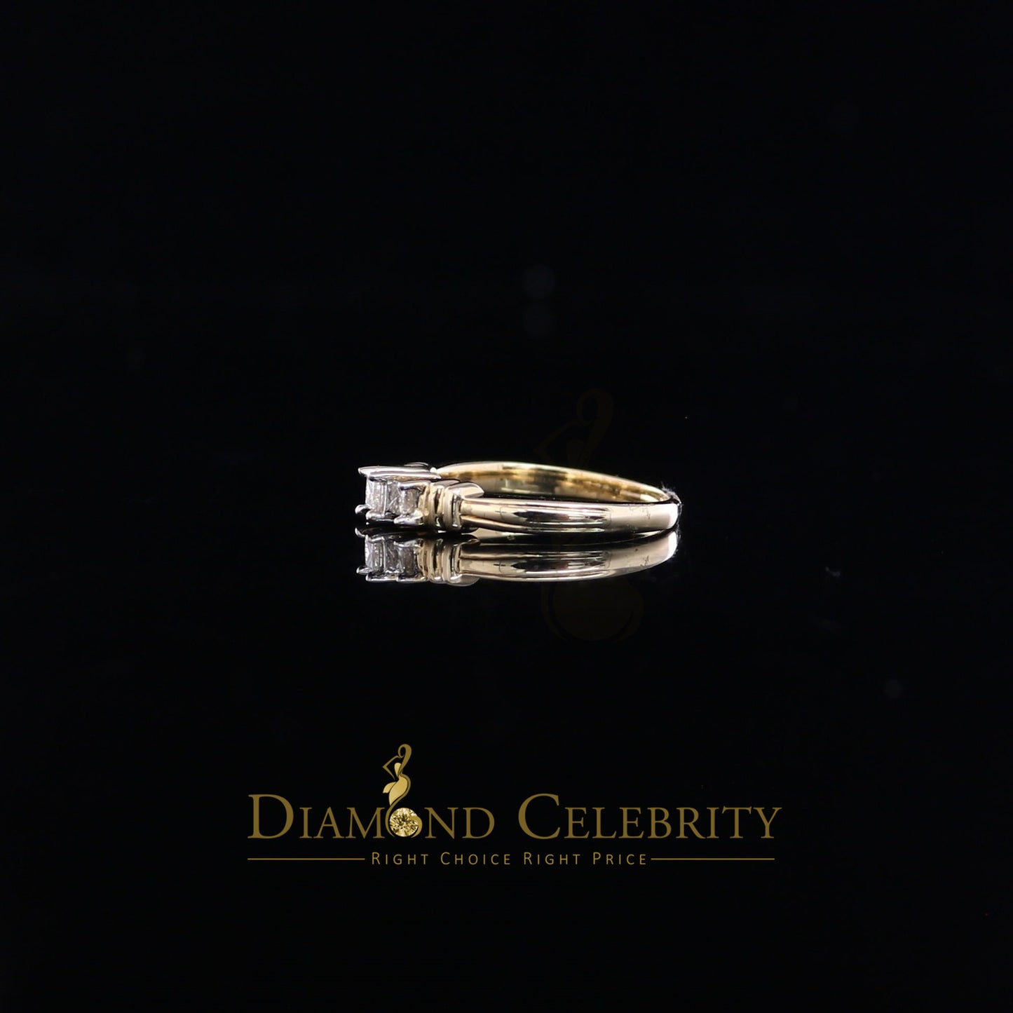 DiamondCelebritees Real 14kt Yellow Gold with 0.25CT Real Diamond Past Present Future Ring Size 7