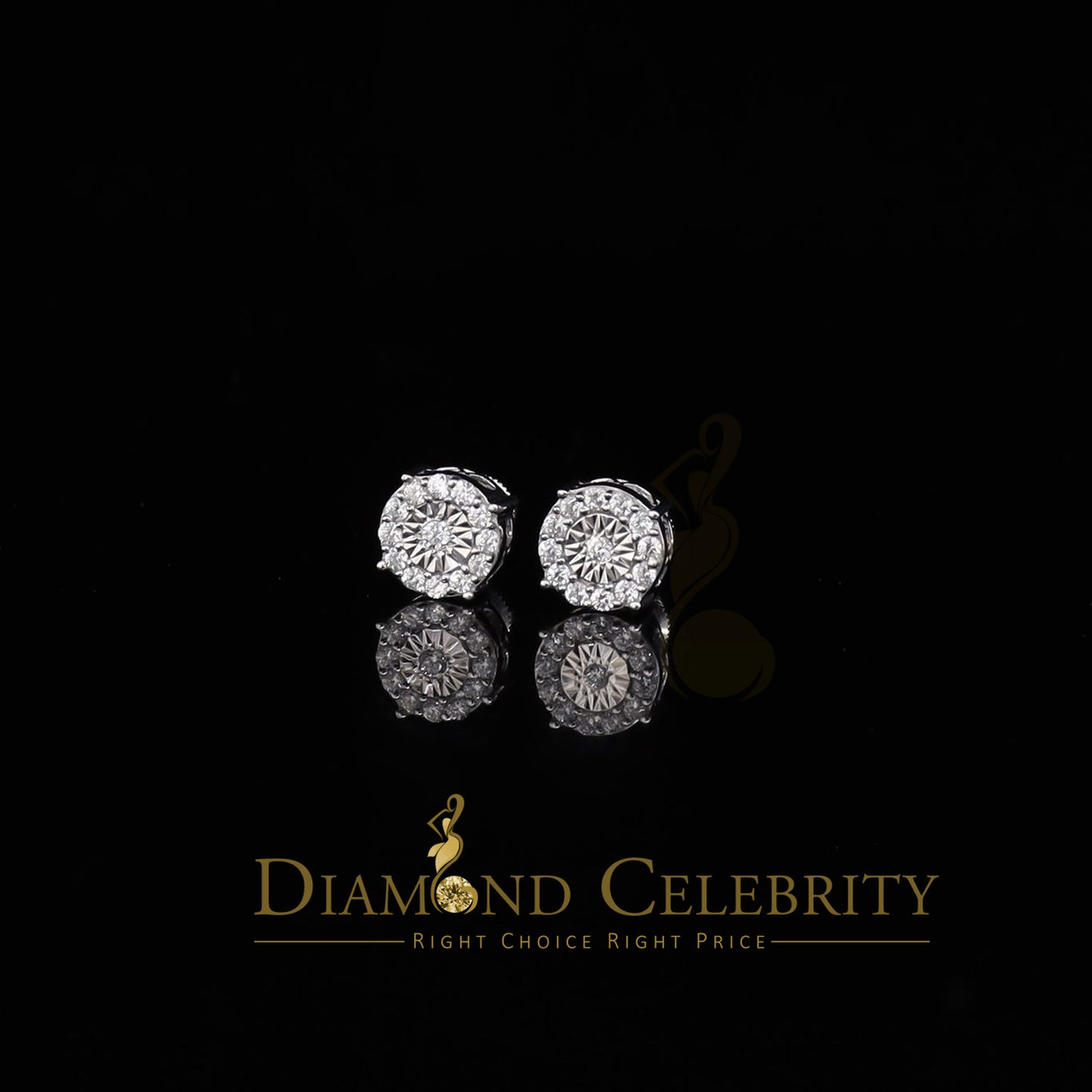 DiamondCelebritees White Silver 1.12ct Cubic Zirconia 925 Women's & Men's Hip Hop Square Earrings