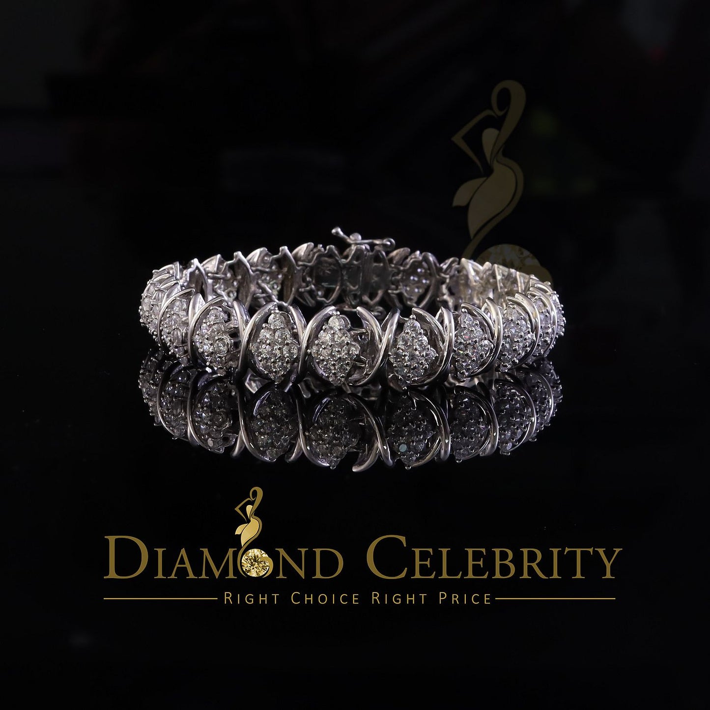 Diamondcelebritees White 925 Sterling Silver Women's Bracelet 23.0ct Cubic Zirconia Stone SZ 8 Inch