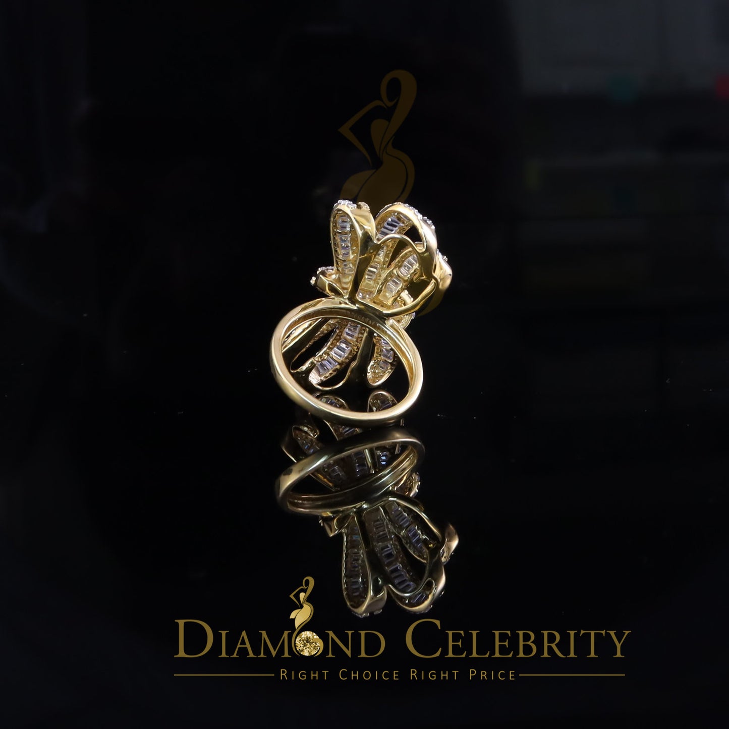 DiamondCelebritees 4.20ct Cubic Zirconia In 925 Sterling Yellow Silver Cocktail Womens Ring Size 9