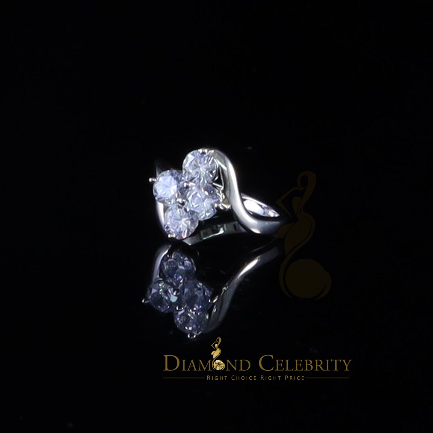 DiamondCelebritees 925 White Silver 1.25ct Cubic Zirconia 4 Stone Engagement Womens Ring Size 7