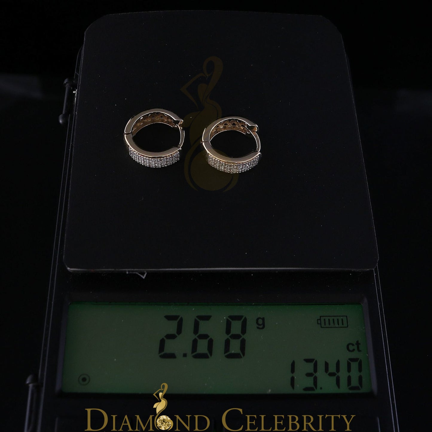 DiamondCelebritees 0.15ct Diamond Sterling Silver Yellow H oop Stud Earrings For Men's / Women's