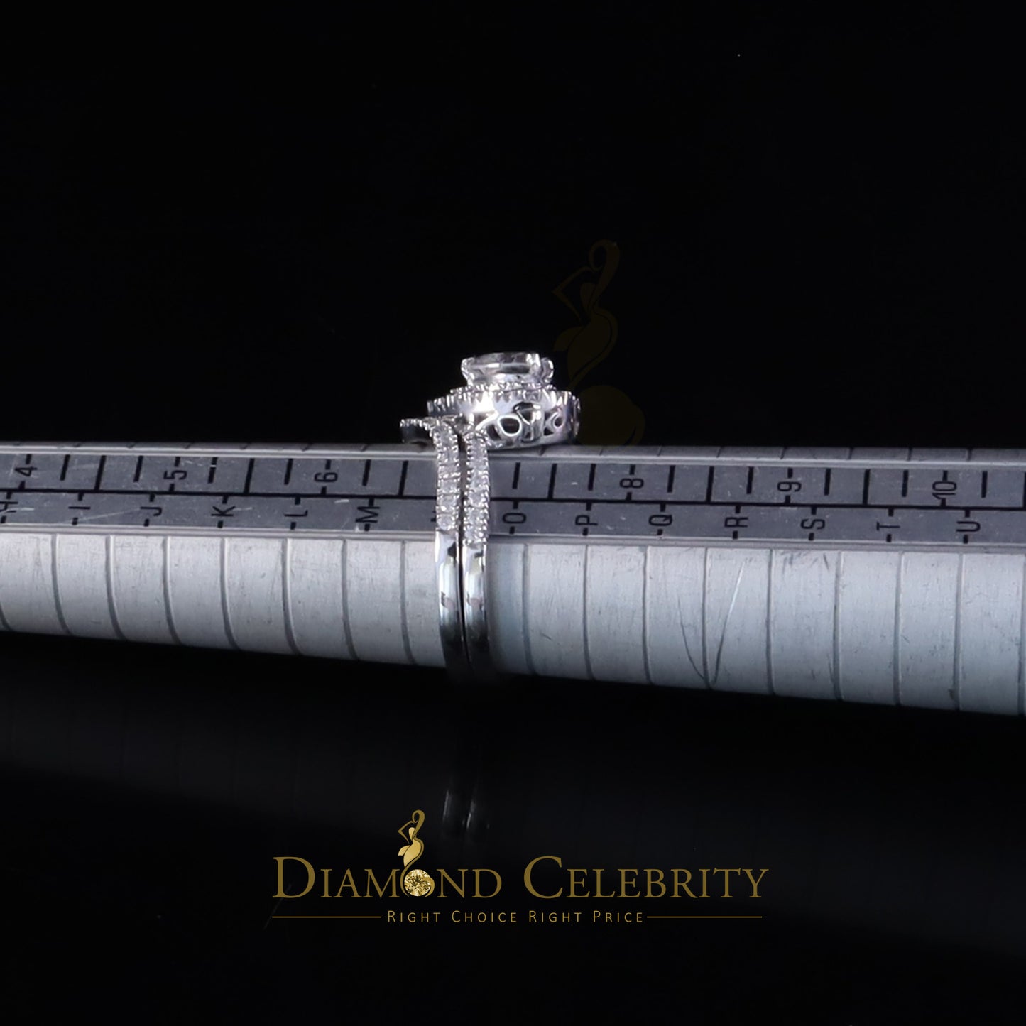 DiamondCelebritees Heart Shape 1.66ct VVS D clr Moissanite Women Silver White Bridal Ring Size 7