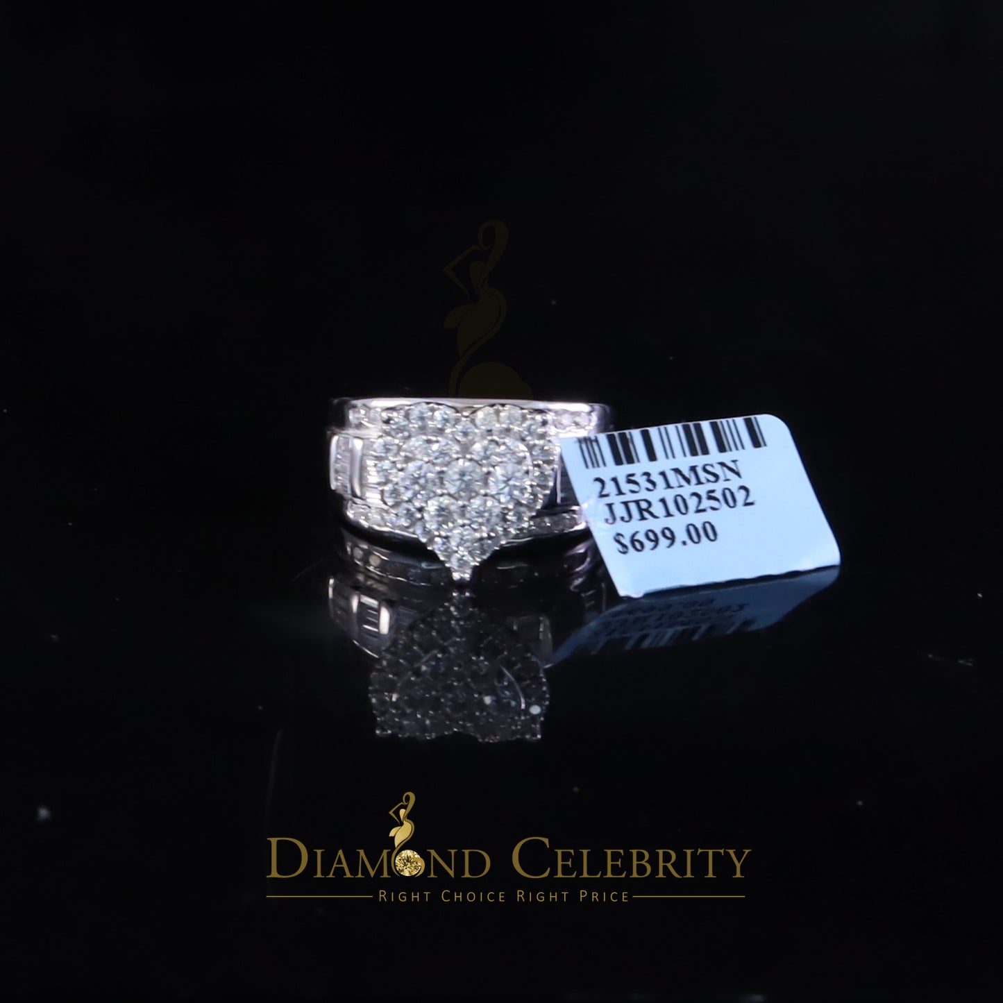 DiamondCelebritees Women's 925 White Silver 1.00ct VVS 'D' Moissanite Cinderella Heart Ring Size 7