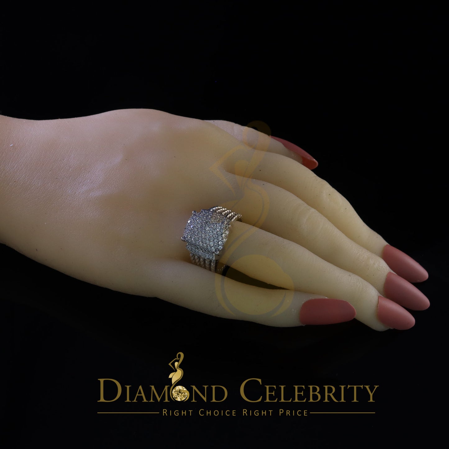 DiamondCelebritees Silver Sterling White 1.95ct Cubic Zirconia Adjustable Men Ring From SZ 8 to 10