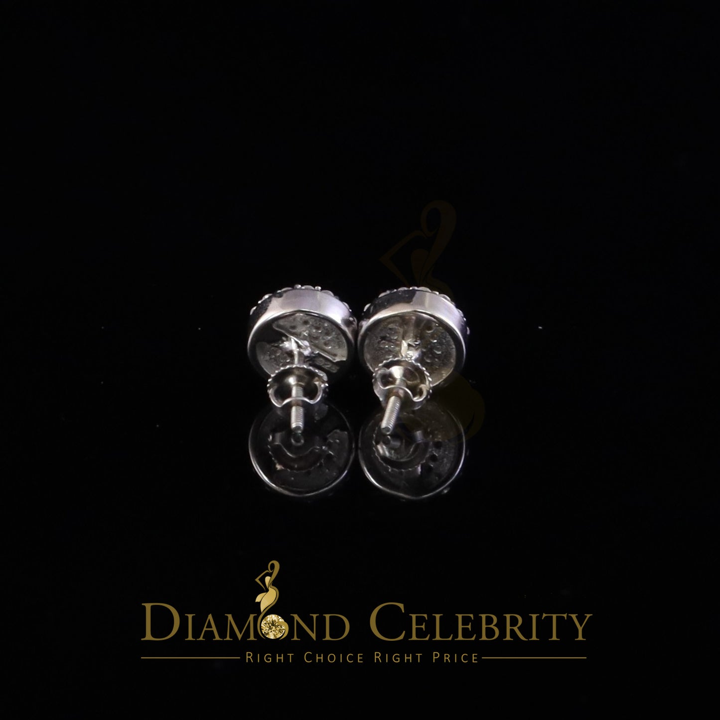 DiamondCelebritees 925 Yellow Silver 0.66ct VVS 'D' Moissanite Round Stud Earring Men's/Womens