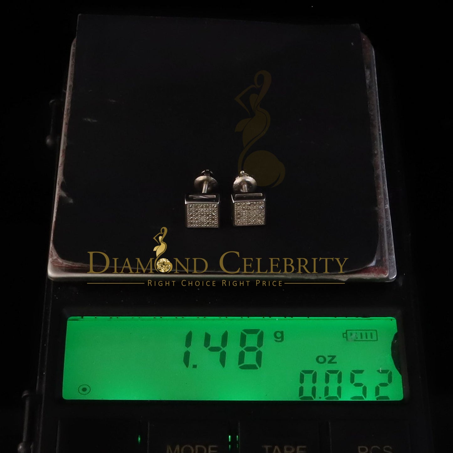 DiamondCelebritees 925 White Sterling Silver 0.15ct Diamond For Women's & Men's Square Earrings