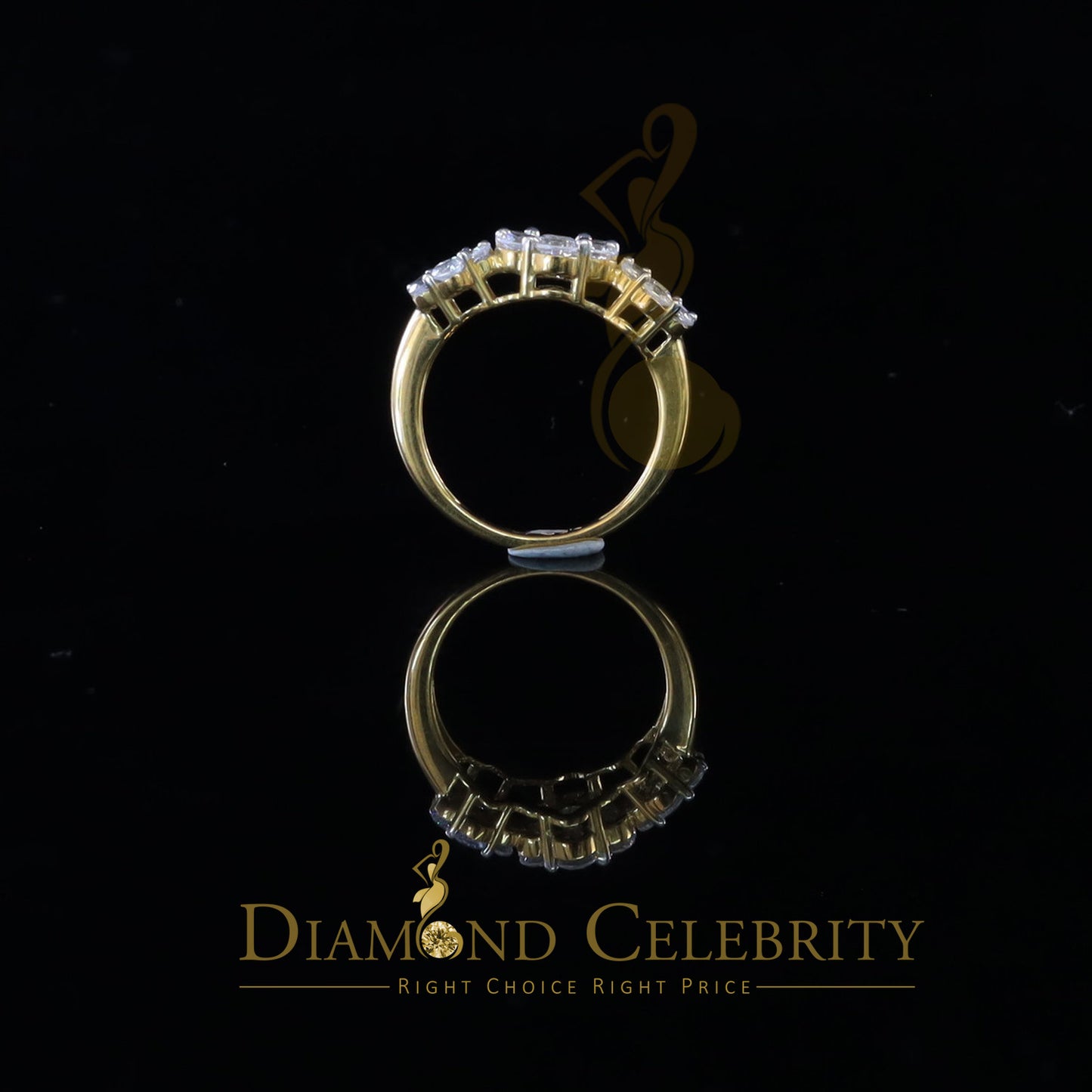 DiamondCelebritees 925Sterling Yellow Silver Floral-Shaped Cubic Zirconia 3.50ct Womens Ring Size 7