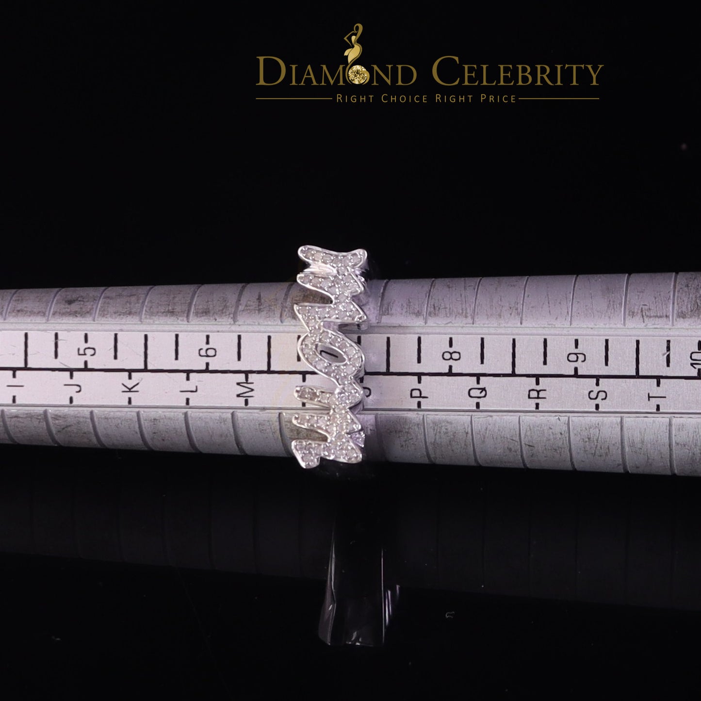 DiamondCelebritees 0.25 CT Real Diamond Mom Ring 925 Sterling White Silver Fashion Womens in Size 7