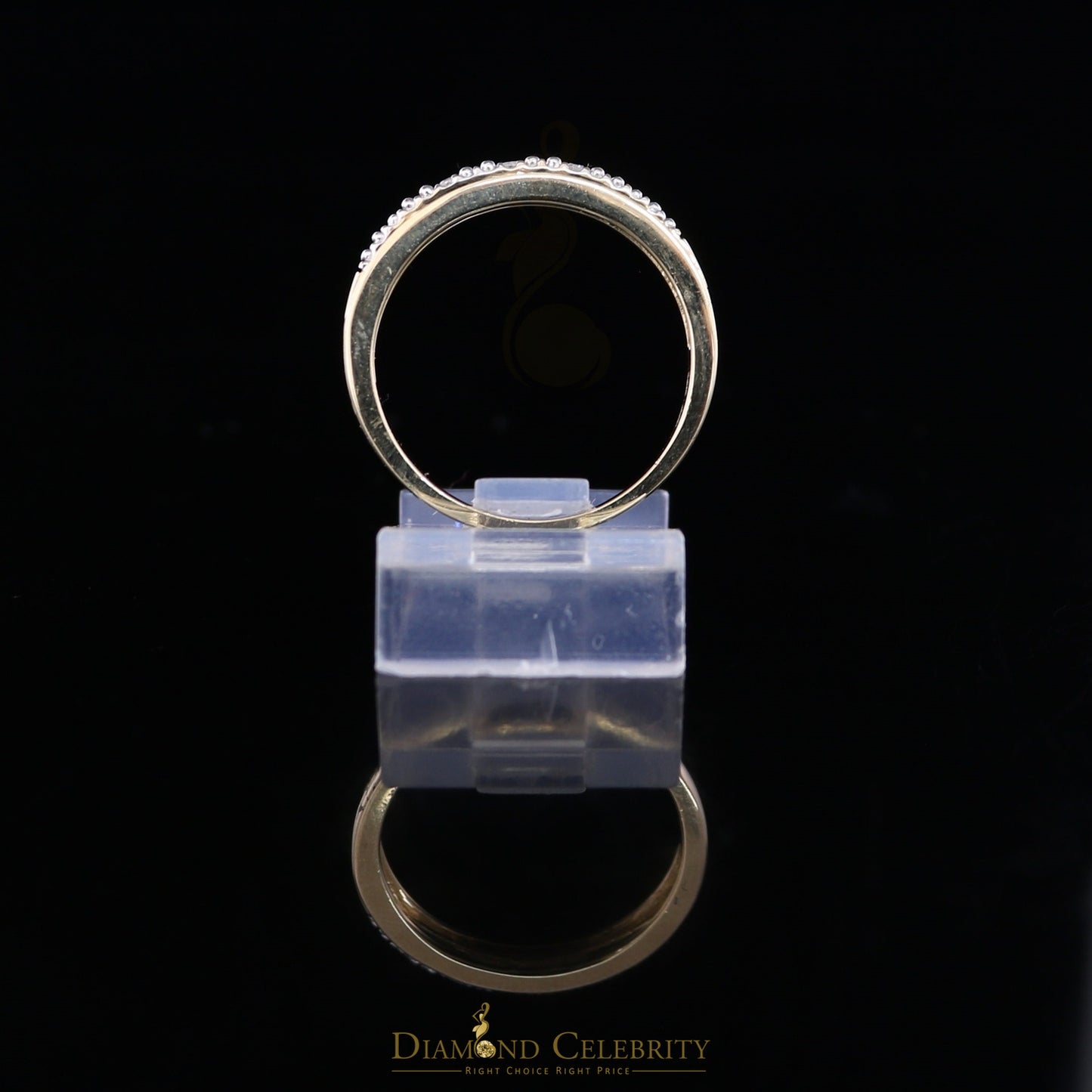 DiamondCelebritees 0.03CT 14 KT Real Yellow Gold with Diamond Round Shape Womens Ring Size 7