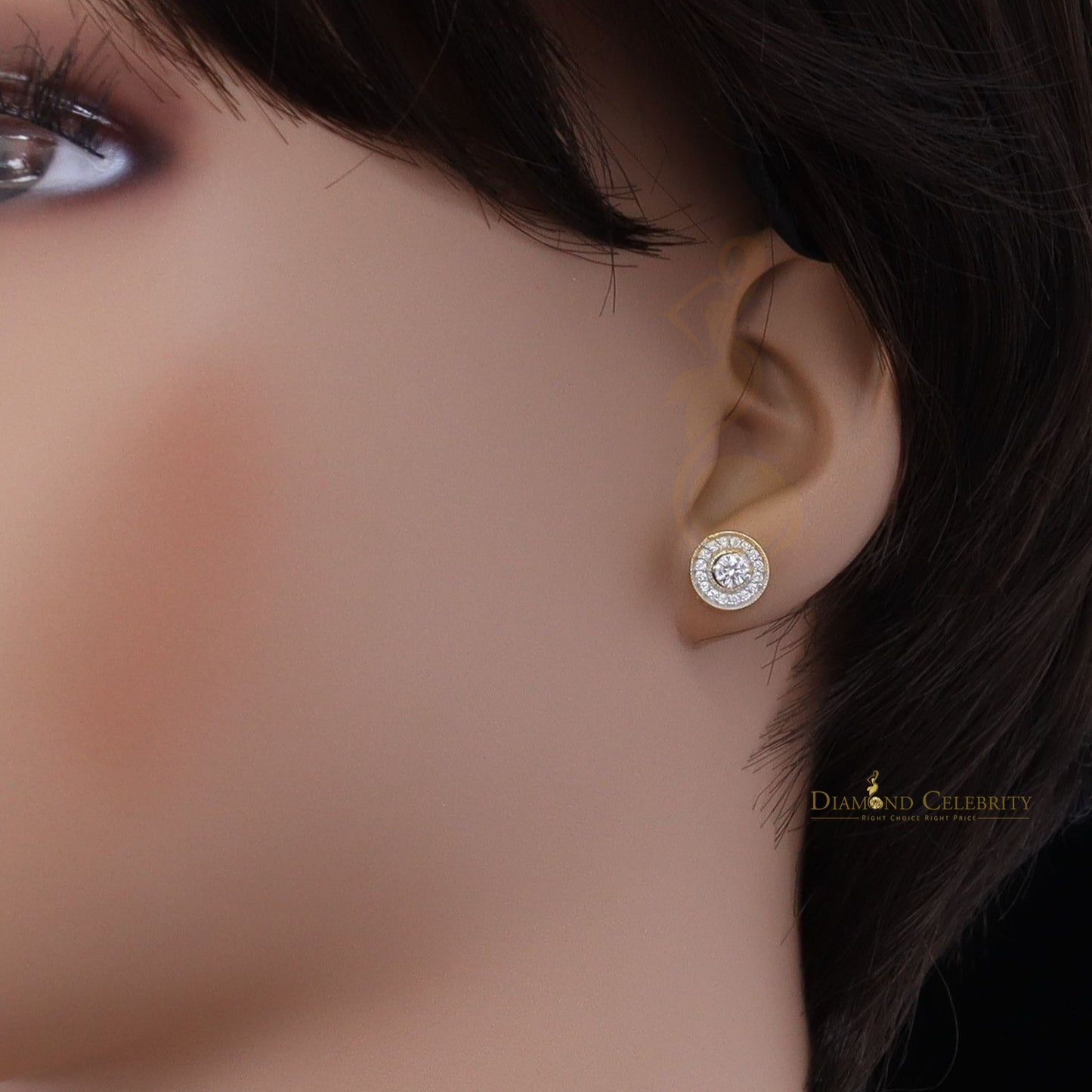 DiamondCelebritees Yellow 0.82ct Sterling Silver 925 Cubic Zirconia Women's Hip Hop Round Earrings