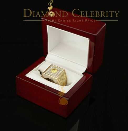 DiamondCelebritees 925 Sterling Yellow Silver Square Shape Cubic Zirconia 9.50ct Womens Ring Size7