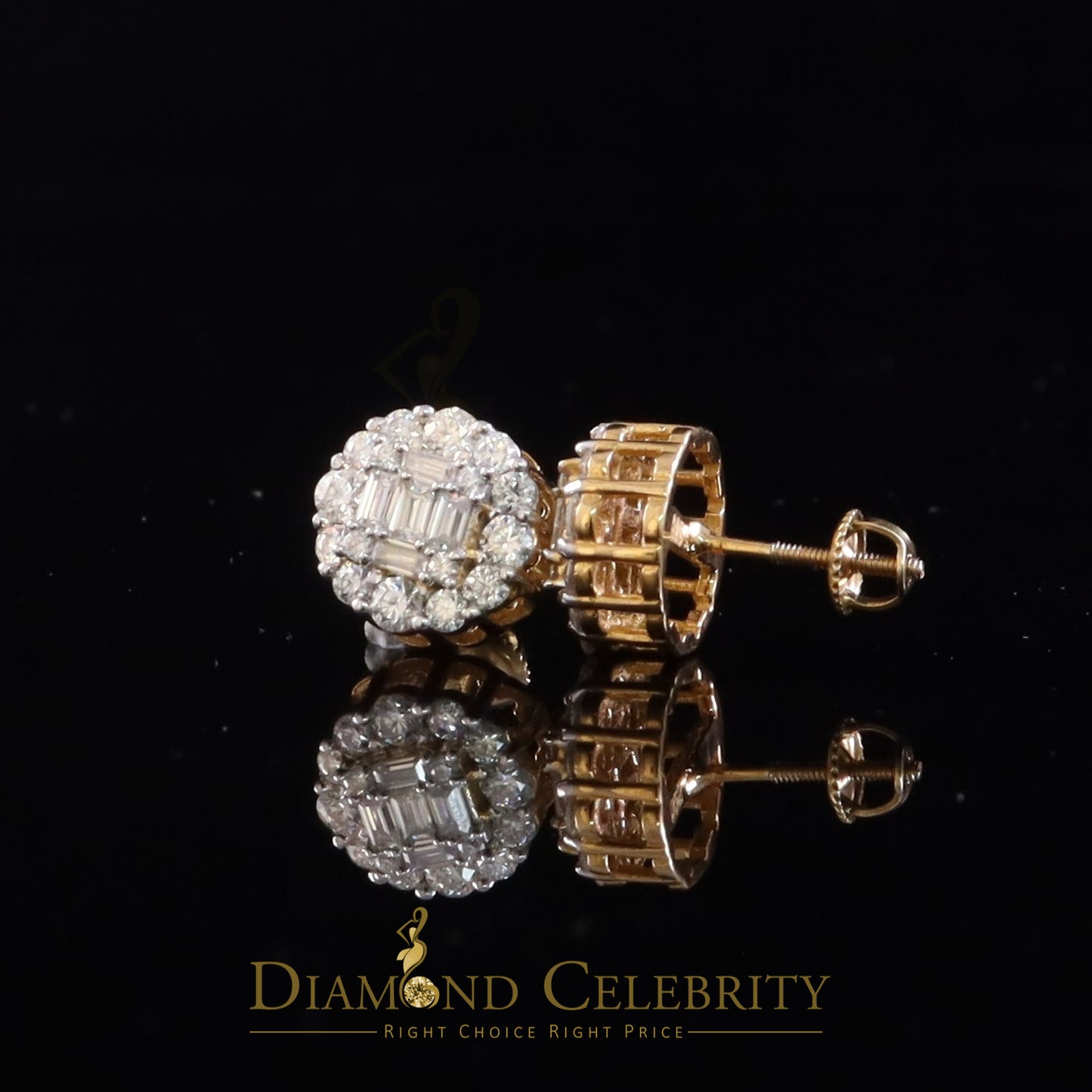 DiamondCelebritees Men's/Womens 925 Silver Yellow 1.50ct VVS 'D' Moissanite Round Stud Earrings