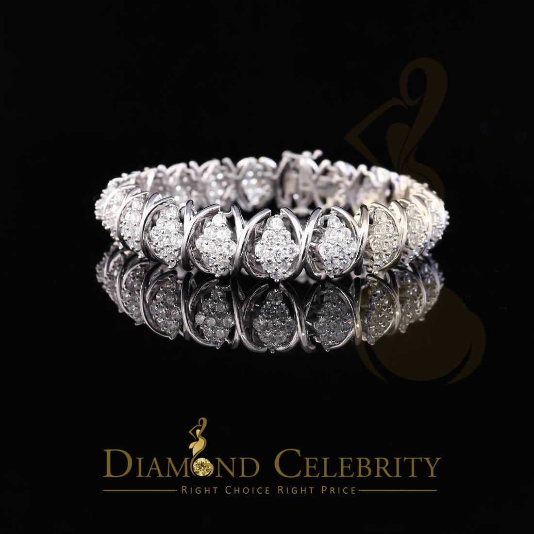 Diamondcelebritees White 925 Sterling Silver Women's Bracelet 23.0ct Cubic Zirconia Stone SZ 8 Inch
