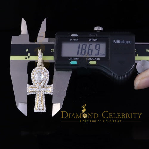 Diamondcelebritees New Men's White Silver 3.50ct VVS 'D' Moissanite Charm Ankh Pendant Womens
