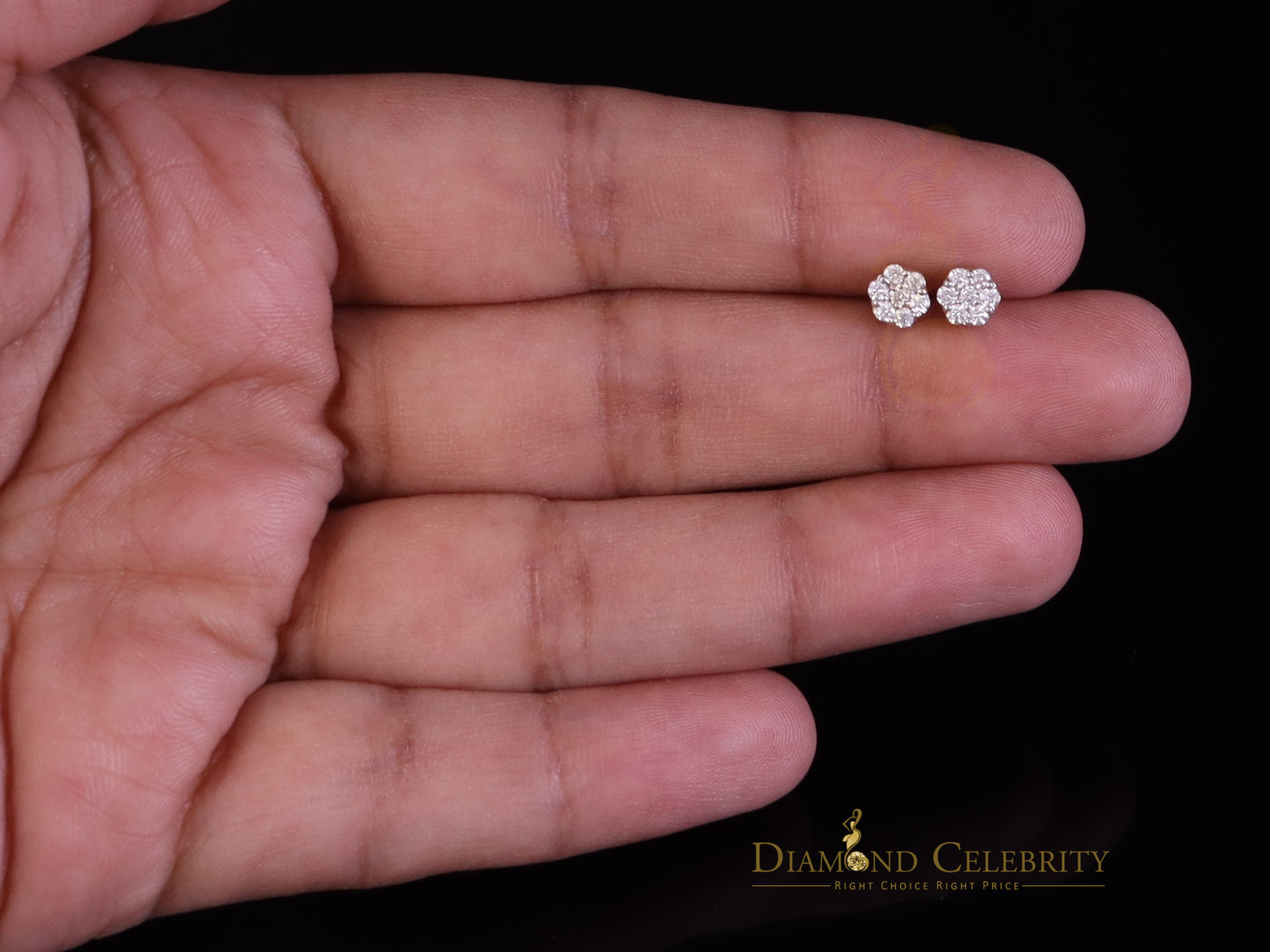 DiamondCelebritees Men's/Womens 925 Silver Yellow 0.25ct VVS 'D' Moissanite Floral Stud Earrings