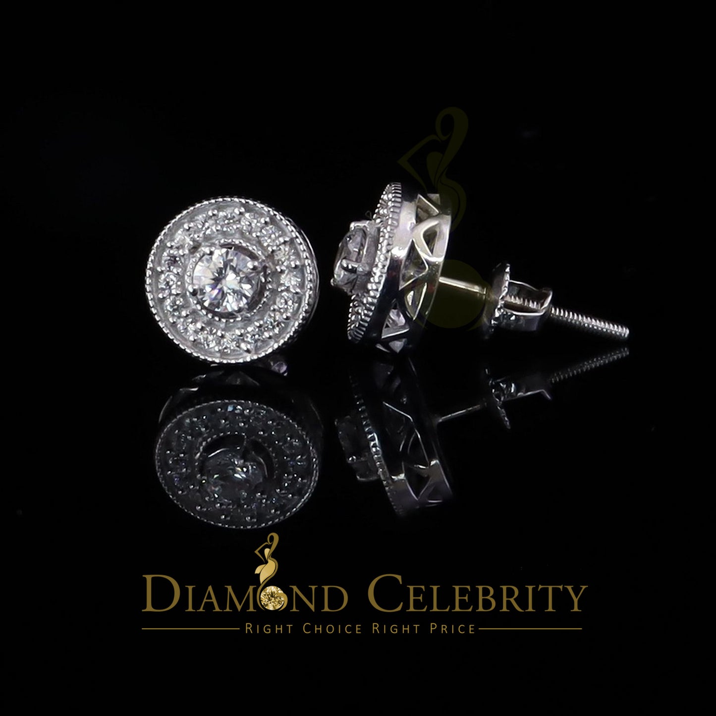 DiamondCelebritees White 0.82ct Sterling Silver 925 Cubic Zirconia Women's Hip Hop Round Earrings